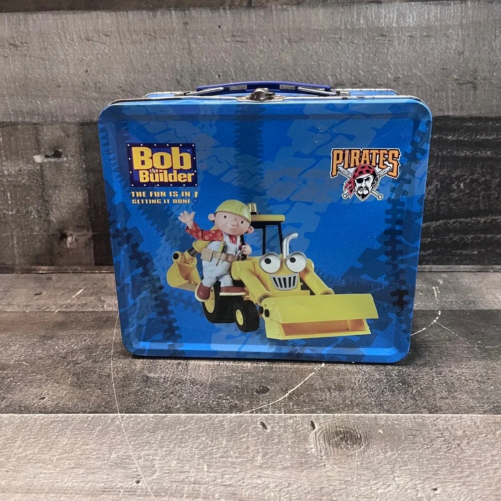Bob the Builder Pittsburgh Pirates Metal Lunch Box 2005 White Blue Tin